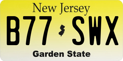 NJ license plate B77SWX