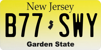 NJ license plate B77SWY