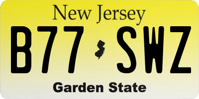 NJ license plate B77SWZ