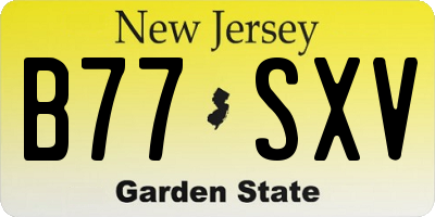 NJ license plate B77SXV