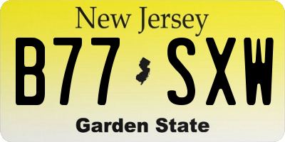 NJ license plate B77SXW