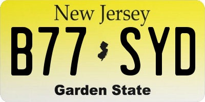 NJ license plate B77SYD
