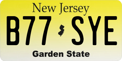 NJ license plate B77SYE