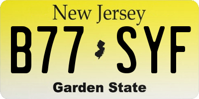 NJ license plate B77SYF