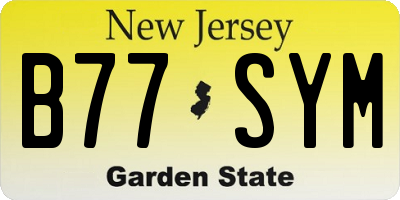 NJ license plate B77SYM