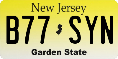 NJ license plate B77SYN