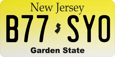 NJ license plate B77SYO