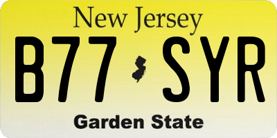 NJ license plate B77SYR