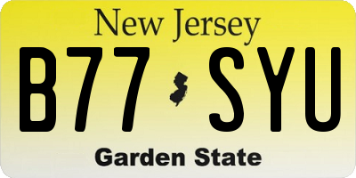 NJ license plate B77SYU