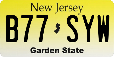 NJ license plate B77SYW