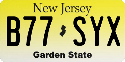 NJ license plate B77SYX