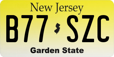 NJ license plate B77SZC
