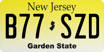 NJ license plate B77SZD