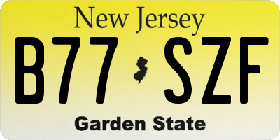 NJ license plate B77SZF