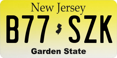 NJ license plate B77SZK
