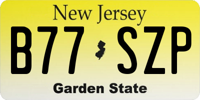 NJ license plate B77SZP