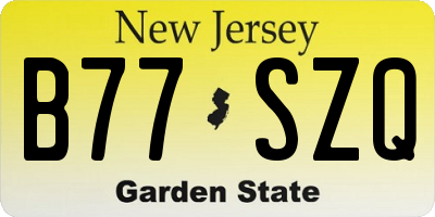 NJ license plate B77SZQ