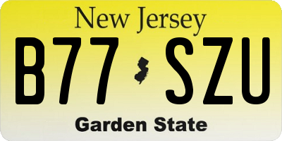 NJ license plate B77SZU