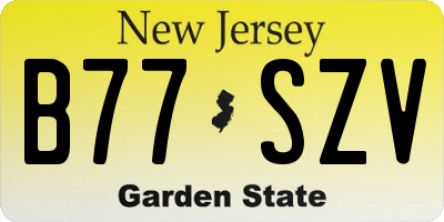 NJ license plate B77SZV