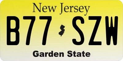 NJ license plate B77SZW