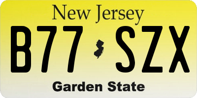 NJ license plate B77SZX
