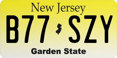 NJ license plate B77SZY