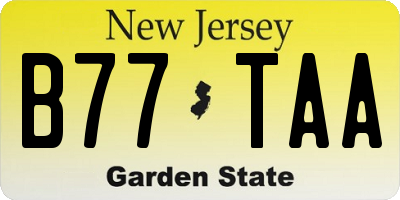 NJ license plate B77TAA