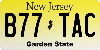 NJ license plate B77TAC