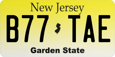NJ license plate B77TAE