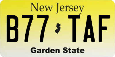 NJ license plate B77TAF