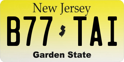 NJ license plate B77TAI