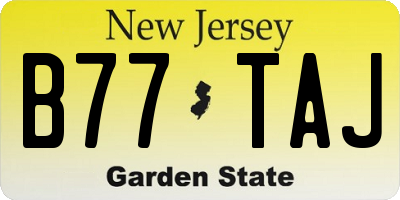 NJ license plate B77TAJ