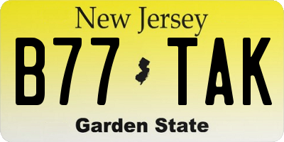 NJ license plate B77TAK