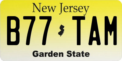 NJ license plate B77TAM