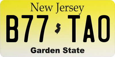 NJ license plate B77TAO