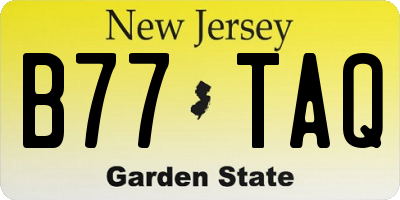 NJ license plate B77TAQ
