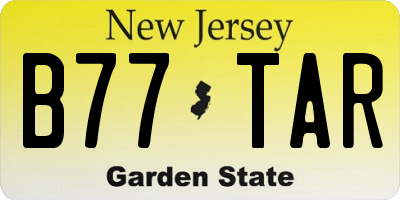 NJ license plate B77TAR