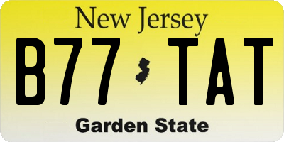 NJ license plate B77TAT