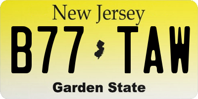 NJ license plate B77TAW