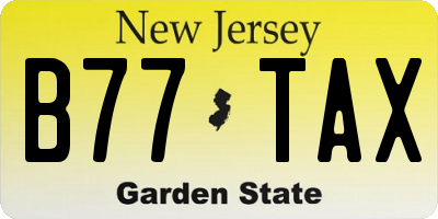 NJ license plate B77TAX