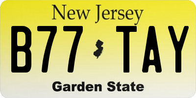 NJ license plate B77TAY