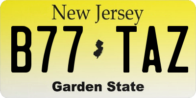 NJ license plate B77TAZ