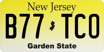 NJ license plate B77TCO