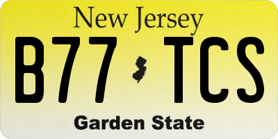 NJ license plate B77TCS