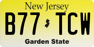 NJ license plate B77TCW