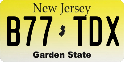 NJ license plate B77TDX