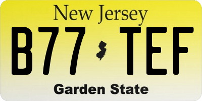 NJ license plate B77TEF