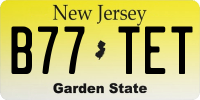 NJ license plate B77TET