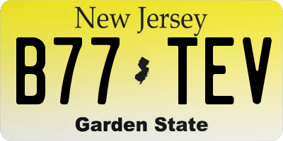 NJ license plate B77TEV