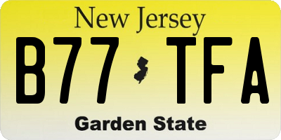 NJ license plate B77TFA
